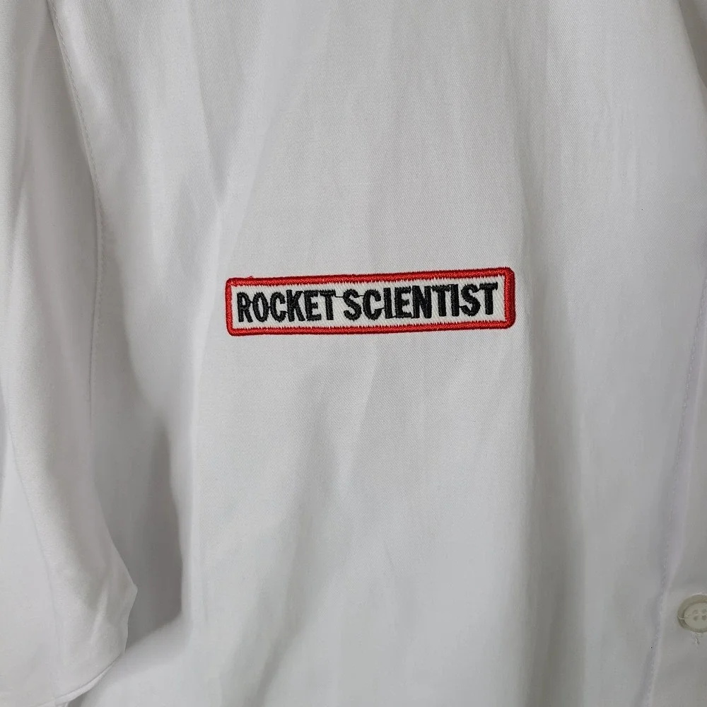 Space‎ Gear Shirt Boys Large White Button Down Rocket Scientist NASA Cotton